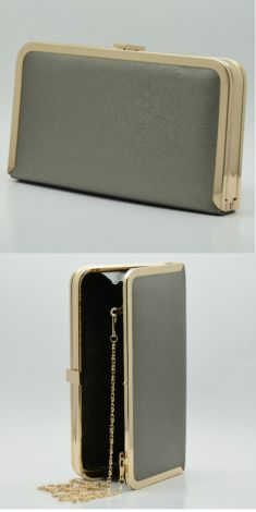 Clutch gri cu metal auriu