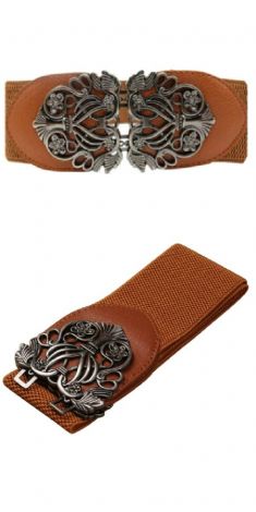 Curea maro-caramel, catarama argintie antique 