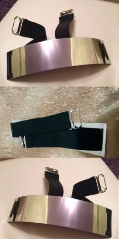 Curea neagra cu placa metalica argintie