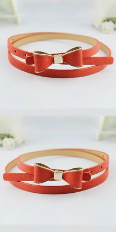 Curea portocalie cu funda - subtire