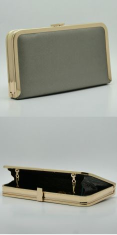 Clutch gri cu metal auriu